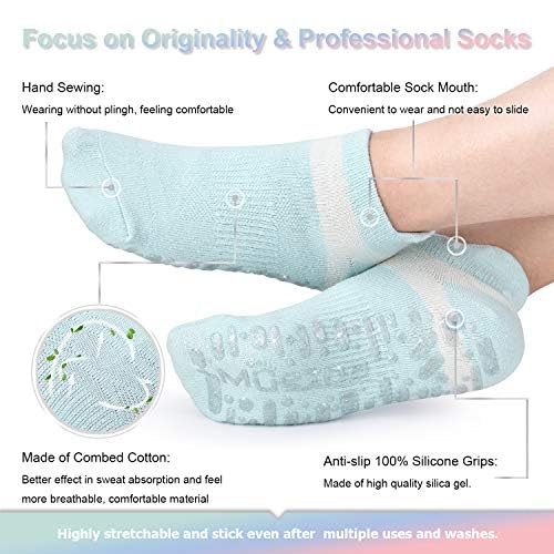 Image of Muezna Non Slip Yoga Socks for Women, Anti-Skid Pilates, Barre, Hospital Socks with Grips, Size 5-10