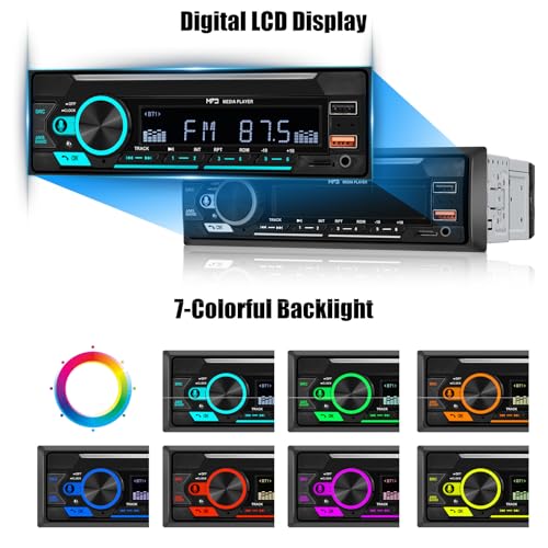Estéreo para Auto Bluetooth Single Din Radio Audio 7 Color LED miniatura 5