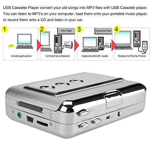 Docooler ezcap218B USB Cassette Captura Cassette Converter Tape-to-MP3 em estéreo Computador HiFi Qu