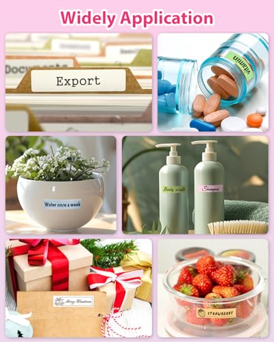 Image of Label Maker Machine with Tape, N12 Portable Bluetooth Label Printer, Wireless Mini Label Makers Thermal Sticker with Multiple Templates for Home, Kitchen, School, Office Organization, Pink