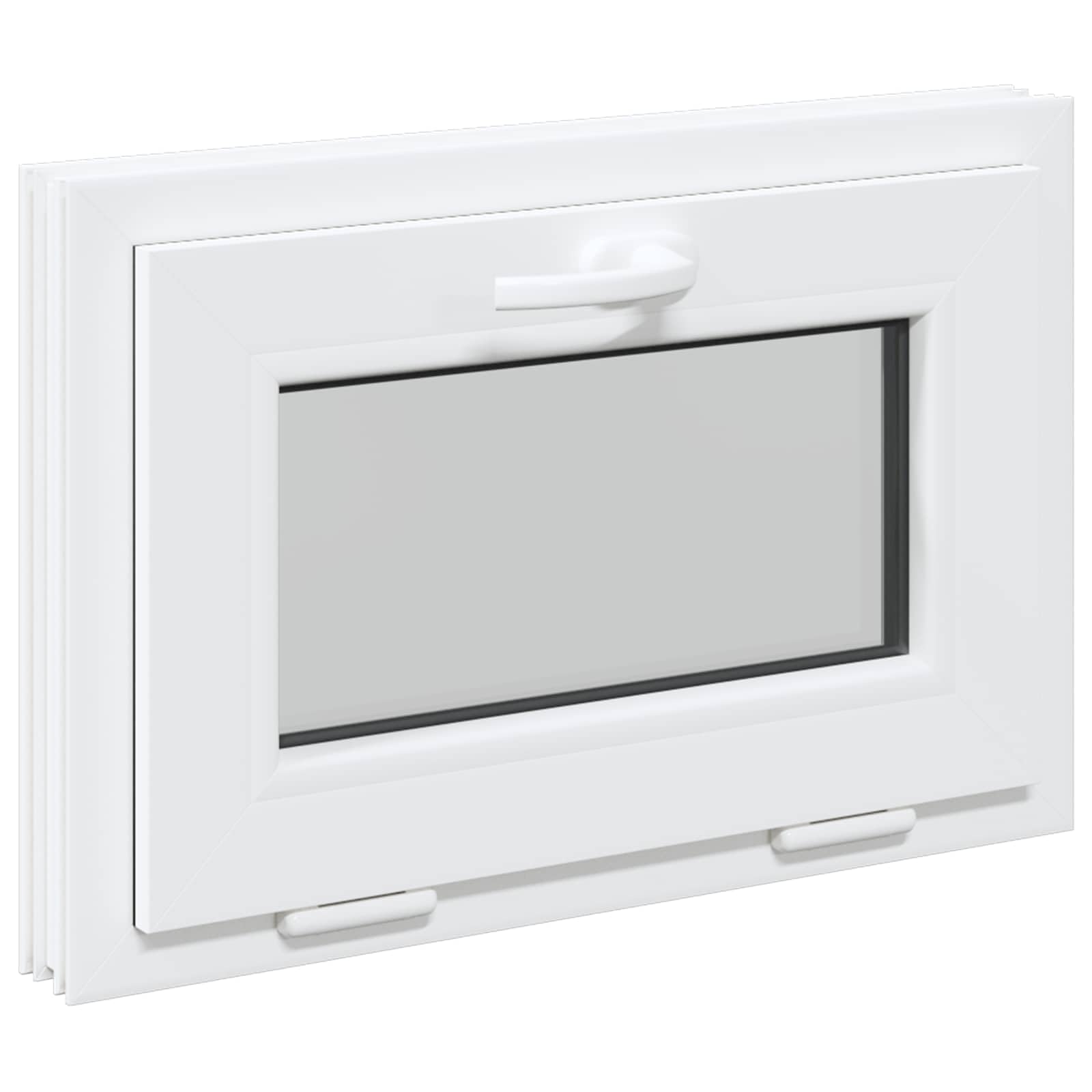 vidaXL Ventana de sótano RISOR 60 x 40 cm PVC y Vidrio Blanco, Diseño Moderno de sótano, instalación de Ventanas rectangulares, PVC Duradero para luz y ventilación