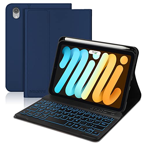Ipad Mini 5 Generacion Funda con Teclado para iPad Mini 6ta Generación de 8.3'', IVEOPPE Diseño en Español Ñ Teclado Bluetooth Retroiluminado...
