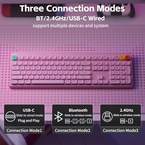 Image of NuPhy Node100 Wireless Mechanical Keyboard, Hot Swappable Custom Bluetooth Keyboard, 109 Keys Computer Gaming Keyboards, Supports Touch Gestures, PBT Keycaps, RGB Backlit, Bluetooth /2.4GHz /USB-C