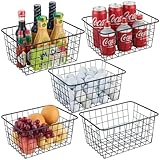 JUNCHU CHERRY Wire Storage Basket 5 Pack , Perfect Kitchen Organization Pantry Storage Basket,Household Organizer, Countertop Storage Basket, Wardrobe Organizer,Laundry Basket,Snack Organizer,Black