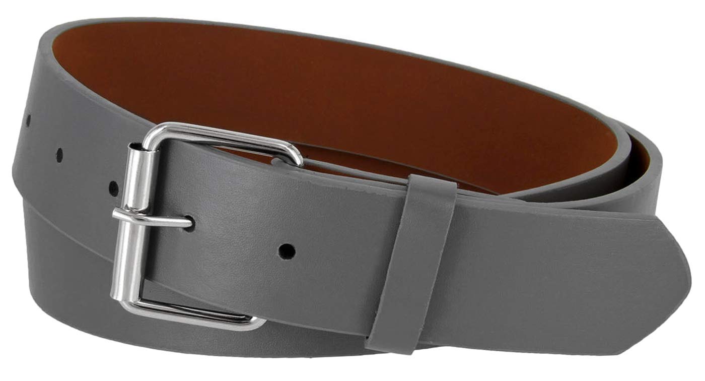 B570 Mens Belt With Silver Roller Buckle Casual Jean Belt 1-1/2