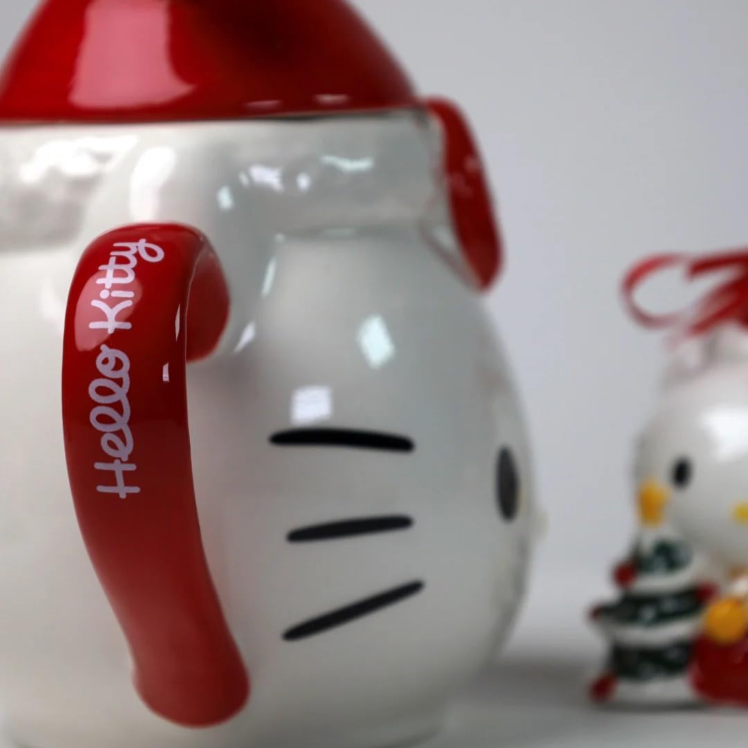 Hello Kitty Holiday Figural Head Mug and Ornament Gift Set of 2, 7" L x 4.75" W x 6" H Created by Blue Sky Clayworks
