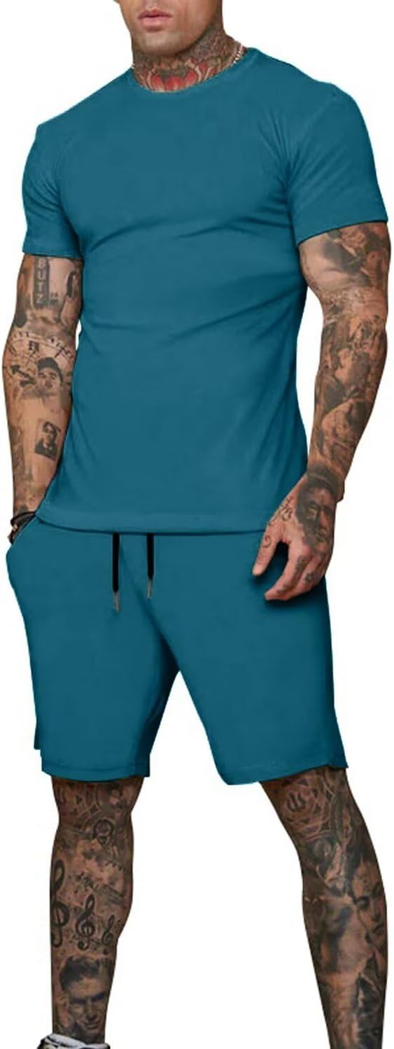 Uni Clau Mens Short Sets 2 Piece Outfits Fashion Summer Tracksuits Casual Shirt and Shorts Set - Image 2