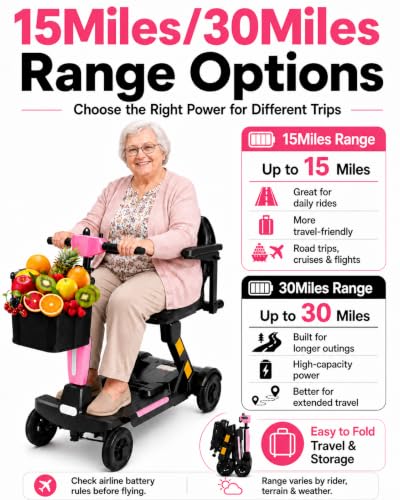Image of Lightweight Folding Mobility Scooter for Adults & Seniors