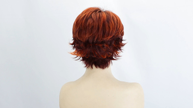 Short Shaggy Layered Copper Synthetic Wig - Classic Cap Construction For Women