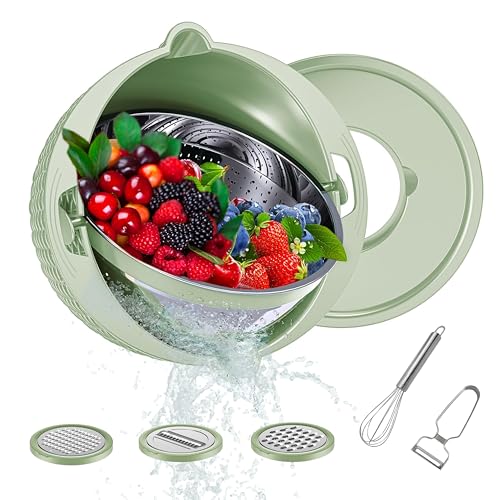 Vayex 001 4 In 1 Colander With Mixing Bowl Set, Kitchen Colander Strainer With Bowl, Fruit Cleaning, Colanders & Food Strainers cover