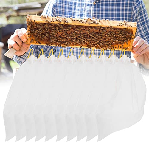 10PCS Honey Strainer Bags Food Grade Nylon Gauze Honey Strainer Bags with Adjustable Drawstringde Dustingreusable Honey Strainer Cloth Nut Milk Bag