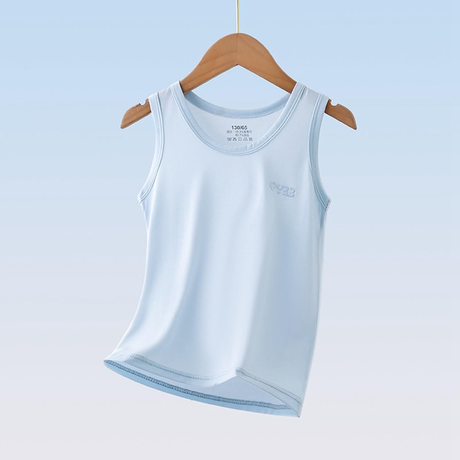 Generisch Maillot de corps pour enfant garçon col rond sans manches débardeurs en coton stretch sous-vêtements confortables hauts décontractés hauts à bretelles doux loisirs légers