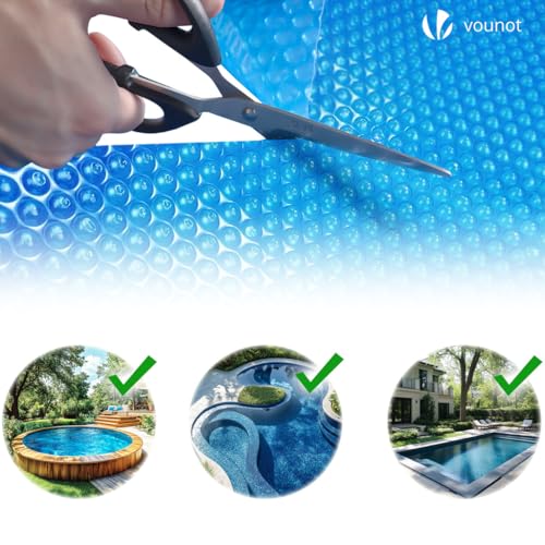 VOUNOT® Solar Afdekzeil Zwembad 700x400 cm, Premium Solarfolie Zwembad 120 µm, Warmte-isolerend, Op Maat Snijdbaar, Voor Opzet- Inbouwzwembad, Blauw