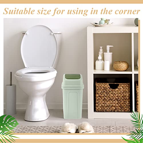 Image of Sumind 2 Pcs 1.8 Gallon Bathroom Trash Can with Swing Lid Small Garbage Can Plastic Bathroom Trashcan Garbage Bin for Kitchen Waste Bedroom Room Outdoor (Green and Pink)