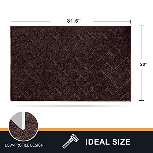 PURRUGS Dirt Trapping Door Mat 20" x 31.5", Non-Slip Machine Washable Entry Rug, Shoe Scraper, Dog Doormat, Super Absorbent Welcome Mat for Front & Back Door, Muddy Wet Shoes & Paws, Brown