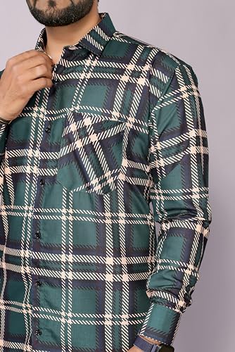 Image of GURIK Men's Cotton Box Checkered Slim Fit Casual Shirt with Chest Pocket, Full Sleeve Shirt for Formal & Casual Wear