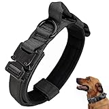 Tactical Dog Collar, Adjustable Military Training Nylon Dog Collar with Control Handle and Heavy Quick-Release Metal Buckle for Small Medium Large Dogs, Black M