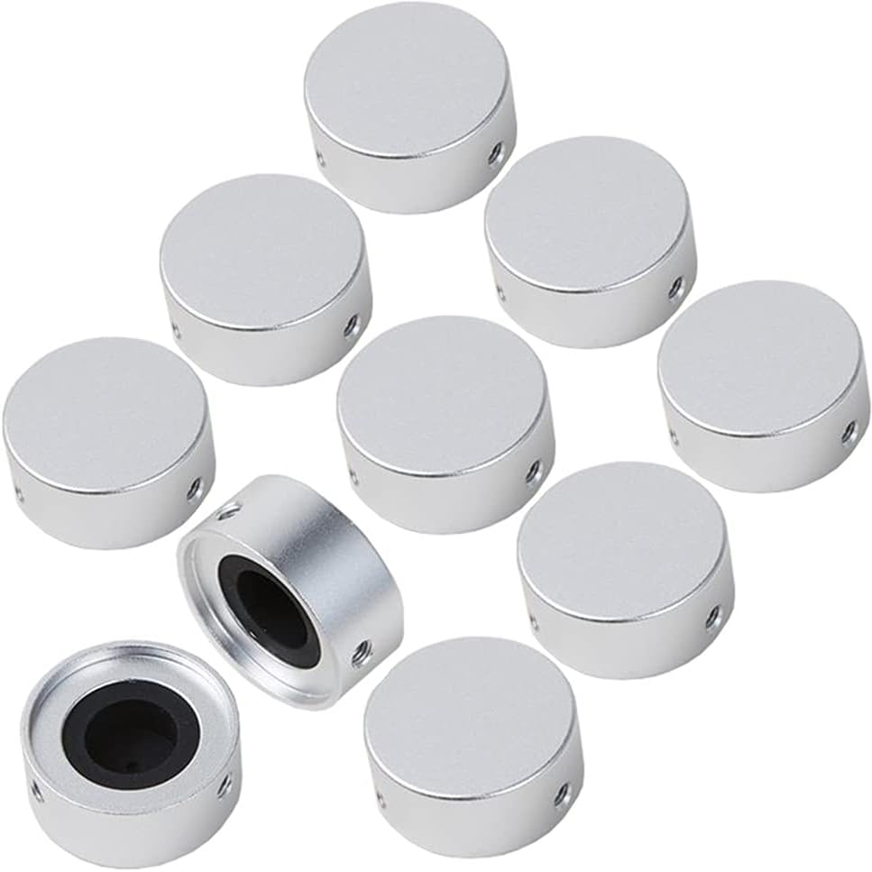 Pedal Footswitch Topper Metal Buttons with 3 Screws and Rubber Insert Fit Tightly on Common Pedal FootSwitch (3/8"10mm) Increase Accuracy and Comfort 10 Pack Silver