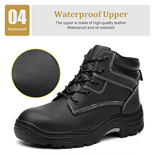 Image of ANGRYRAM Steel Toe Boots for Men Work Boots Slip Resistant Safety Shoes Indestructible Industrial Construction Working Boots Waterproof