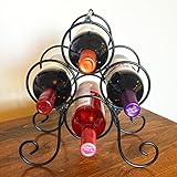 Superiore Livello Roma 4 Bottle Countertop Wine Rack, Metal Wine Holder Free Standing Rack Table Top Modern Scroll Art Design 4 Wine Bottle Storage Rack Perfect Wine Holder Stand