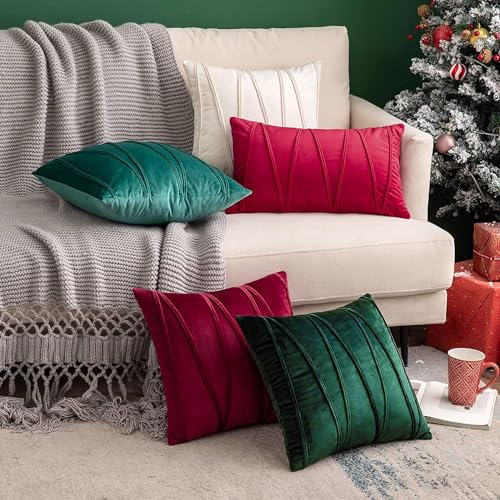 Image of Khooti Velvet Striped Cushion Cover Pack of 1-10 inch x 10 inch / 25 x 25 cm | Army Green | Soft Pillow Covers Cushion Case for Sofa Bedroom Livingroom Chair Car, Cushion Cover with Zig Zag Pattern