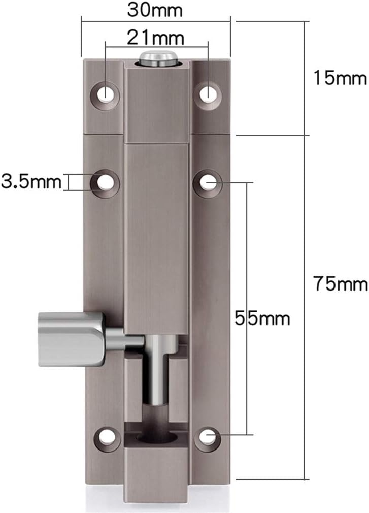 Safety Guard Latch Slide Lock Door Drawer Barrel Bolt 3 Inch Thick Aluminum Alloy Latch Door Lock with Screw