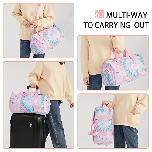 Abshoo Sports Gym Bag For Girls Teen Weekender Carry On Women Travel Duffel Bag With Shoe Compartment (Tie Dye A) Medium #TOP3