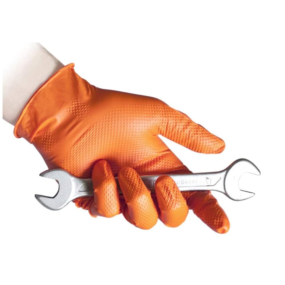 REFLEXX N85 500 Guanti in nitrile ARANCIONI SP - FULL GRIP - pacco da 500 PZ - VARIE TAGLIE OFFERTA - USO PESANTE PER MECCANICI CARROZZIERI (M)