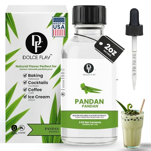 Image of Dolce Flav Pandan Extract, Water Soluble - 2 oz | Southeast Asian Flavoring for Baking, Desserts, Beverages & Syrups - Sugar Free, Kosher, Allergen Free