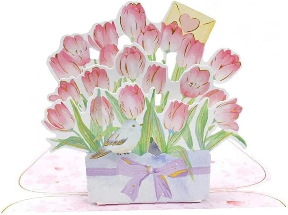 Image of Pink 3D Mother'S Day Up Cards Anniversary Up Cards Gift For Birthday Anniversary Wedding