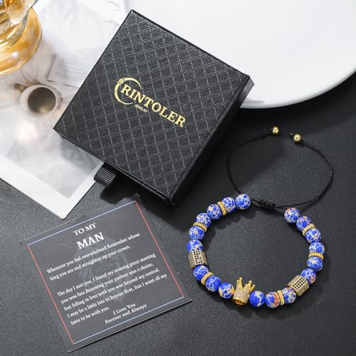 Pulsera para hombre con dije corona de acero inoxidable miniatura 6