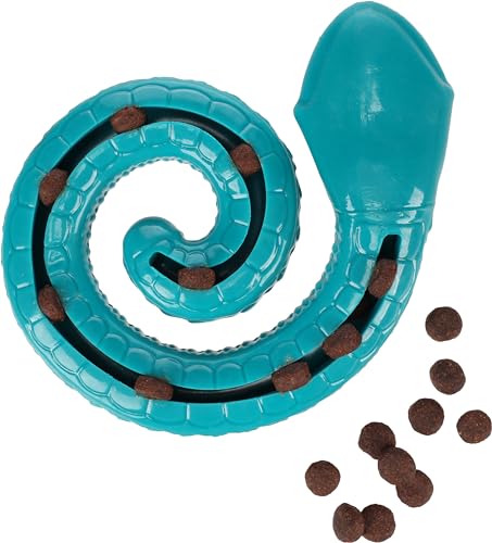Flamingo Sneaky Snake – Snackspielzeug für Hunde – Türkis – 17 × 16,2 × 4,3 cm – Aus TPR mit Squeaker – Befüllbar für interaktives Spiel