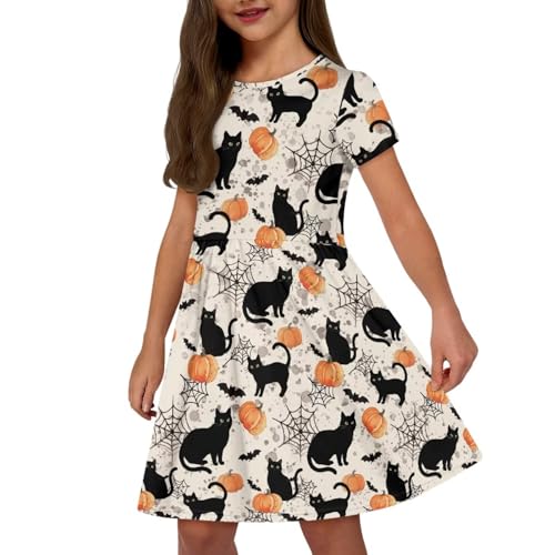 Image of Short Sleeve Dress for Girls with Pockets Cute Toddler Girl Clothes Summer 2-12