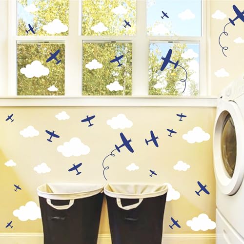 Vinilos decorativos Avión y Nubes para Pared, 3 planchas miniatura 4