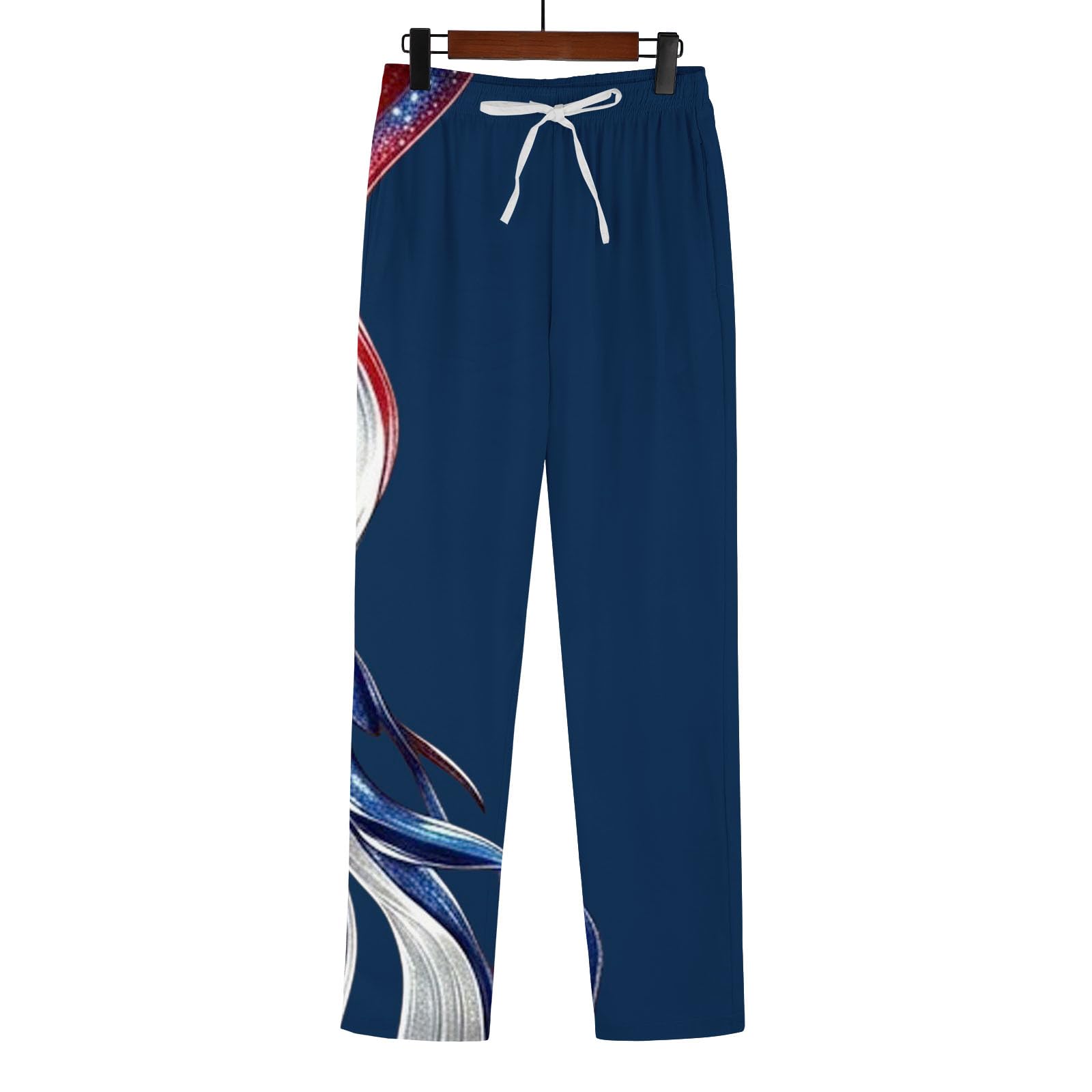 Generisch Pantalon d'été léger pour femme - Imprimé mousseline - Pantalon de loisirs - Pantalon de plage aéré - Pantalon décontracté en lin - Taille haute - Pantalon droit - Pantalon d'été avec poches
