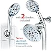 Hotel Spa AquaCare Spa Station High Pressure 48-mode 3-way Rainfall & Handheld Shower Head Combo - Anti-Clog Nozzles, Extra-Long 6 ft Stainless Steel Hose, 2nd Wall Bracket/All Chrome Finish