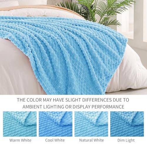 Image of Exclusivo Mezcla Fleece Throw Blanket for Couch, Extra Large Fuzzy Blue Bed Blankets, Soft Cozy Plush Sofa Throws for All Seasons, 50x60 Inches