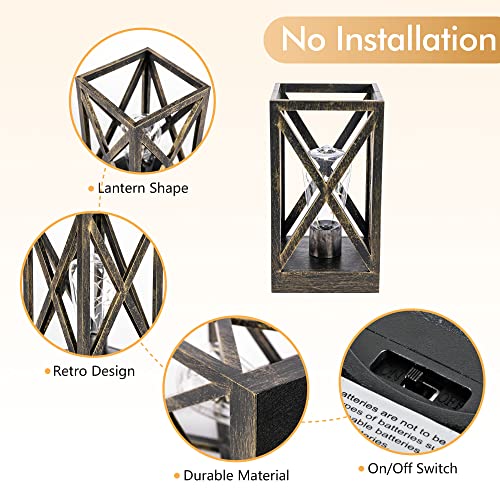 WINGBO 2 Pack Retro Battery Powered Table Lamps, Battery Operated Cordless Lamp Set, Portable Nightlight Decorative Light for Living Room Dining Room Bedroom Entryway Patio, Black & Gold Finish - Image 5