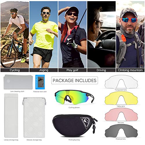 Image of Cycling Glasses, TR90 Unbreakable Frame Polarized Anti-UV400 Sports Sunglasses