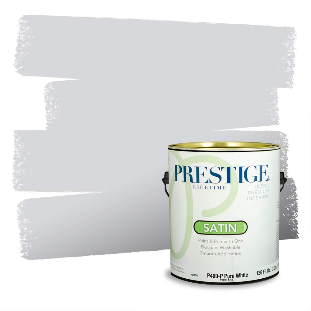 PRESTIGE Paints Interior Paint and Primer In One, 1-Gallon, Satin, Comparable Match of Behr Gray Shimmer