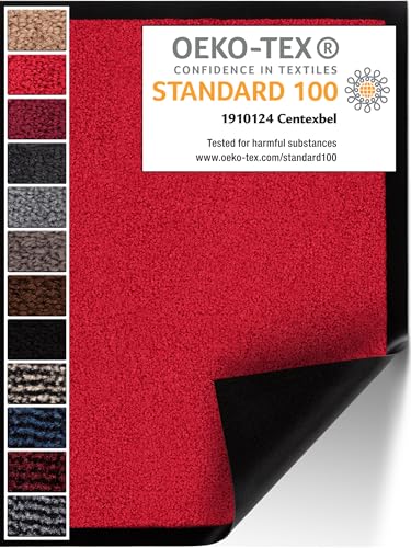 Carpet Diem Paillasson Interieur Entree 40x60 cm en Rouge I Tapis Entree Interieur Absorbant pour Une entrée Propre I Antidérapant & Entretien Simple I...