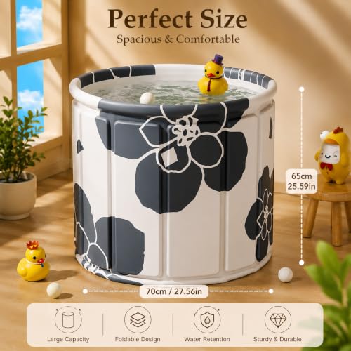 Image of YAGVIZ Foldable Bath Tub for Adult for Bathroom, SPA Bathtub for Home with Drainage Hole, Thickened Insulated Ice Bath Tub for Adults, Inflatable Bathtub for Hot and Cold Water