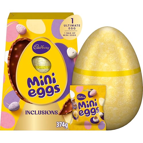 Cadbury Dairy Milk Ultimate Mini Egg Chocolate Easter Egg with Mini Eggs Inclusions Contains 1 Large Shell and 1 Bag of Mini Eggs Gift for Easter 374 g (Pack of 1)