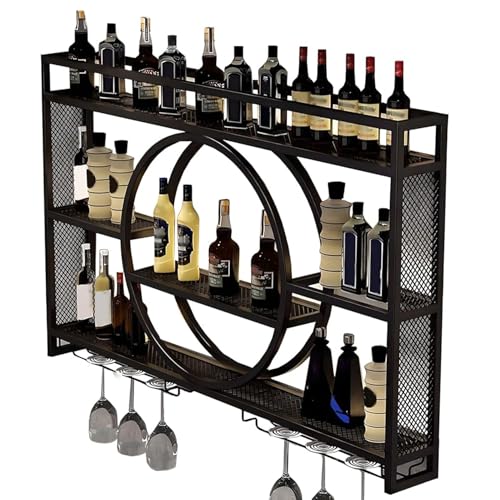 Étagère à vin murale moderne au design rond et finitions soignées en métal - 2