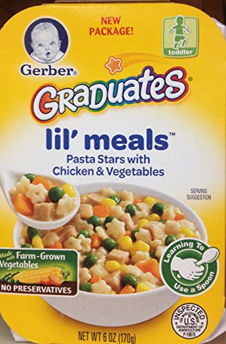 Gerber Graduates Lil' Meals PASTA STARS WITH CHICKEN & VEGETABLES- 6oz. (Pack of 8)