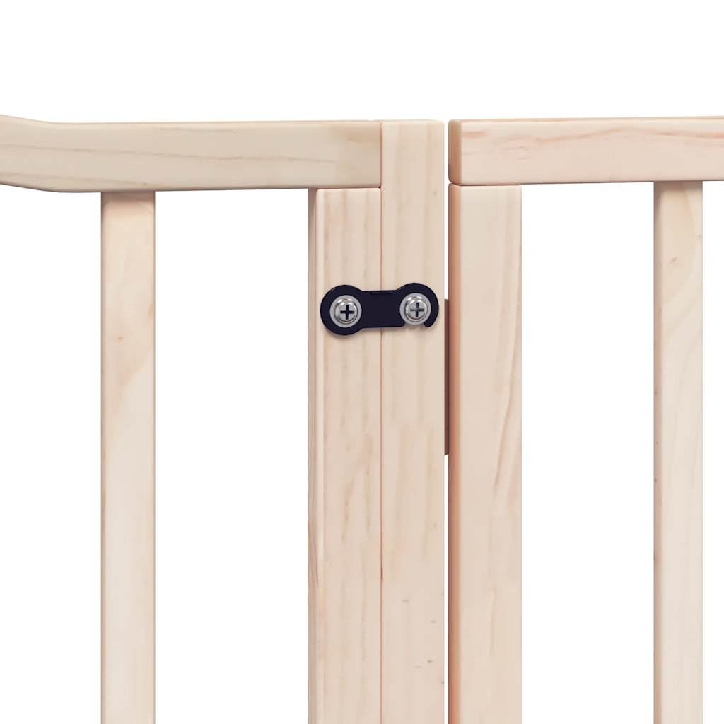Puerta plegable para perros de madera de álamo de 320 cm con puerta, independiente, plegable, ideal como barrera, protección y seguridad para cachorros, perros, jardín, vivienda, interior y