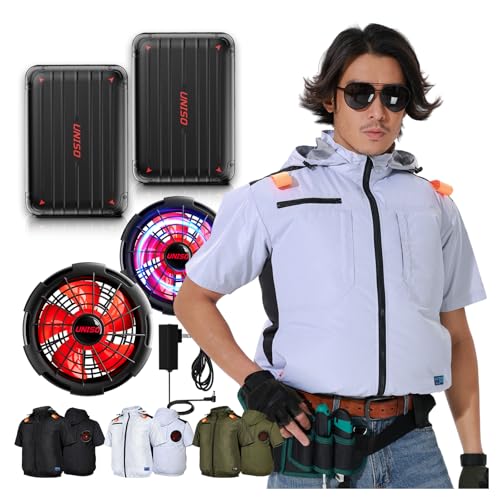 [UNISO] �y�o�b�e���[ 2�Z�b�g 30V�����o�� 40000mAh��e�ʁz�󒲍�ƕ� �t�@���t������ �n�C�o�b�N �t�@�� �o�b�e���[�Z�b�g ���{�������[�J�[ 2.8H�}�����[�d 17���ԉғ� 5�i�K���ʒ��� �u���V���X���[�^�[ ��e�� �y�� �ʋC��