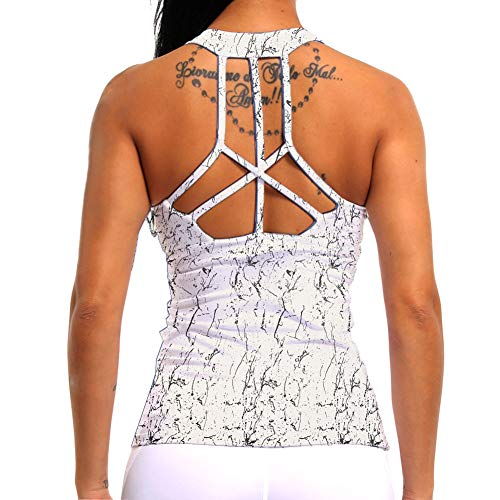COLO Women Yoga Tank Top Workout Open Back Racerback Built in Bra Removable