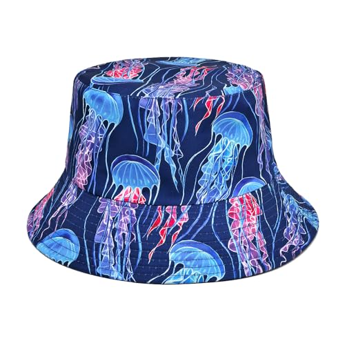 Image of Bucket Hat for Women Men,Travel Sun Beach Cap,Unisex Fishing Outdoor Boonie (Jellyfish)