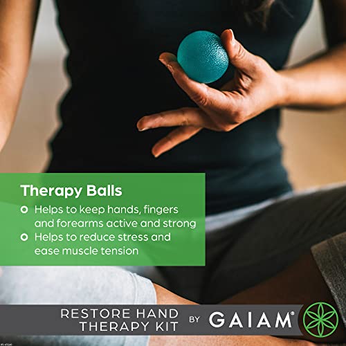 Image of Gaiam Restore Hand Therapy Exercise Ball Kit - 3-Level Hand Grip Strengthener Massage Balls (Soft, Medium, Firm) for Physical Therapy & Hand Pain Relief, Ease Muscle Tension with Hand Balls - Set of 3